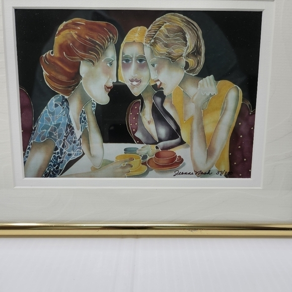 Jeanne Nash Signed Numbered Print Sharing Secrets Women Chat Over Coffee Framed - Picture 3 of 10
